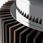 Mesa de comedor redonda de vidrio ahumado con base de madera Made in Italy - Rondo Viadurini