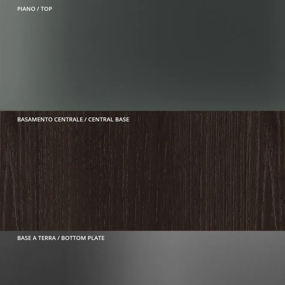 Mesa de comedor redonda de vidrio ahumado con base de madera Made in Italy - Rondo Viadurini