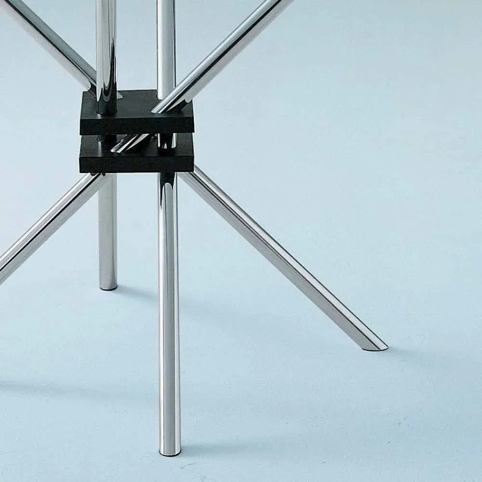 Mesa de comedor redonda en acero y vidrio templado Made in Italy - Trebbiano Viadurini