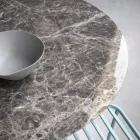 Mesa de comedor redonda en vitrocerámica y metal Made in Italy - Alfero Viadurini