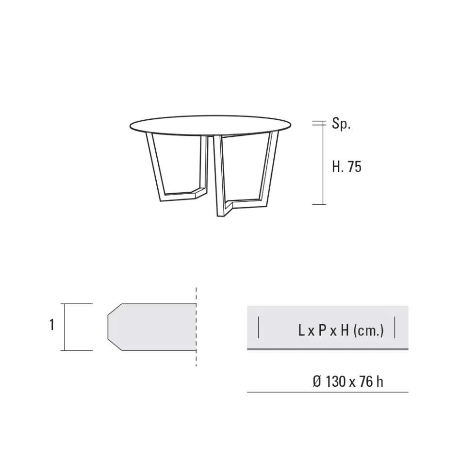 Mesa de Comedor Redonda de Metal y Hpl Laminado Made in Italy - Bastiano Viadurini