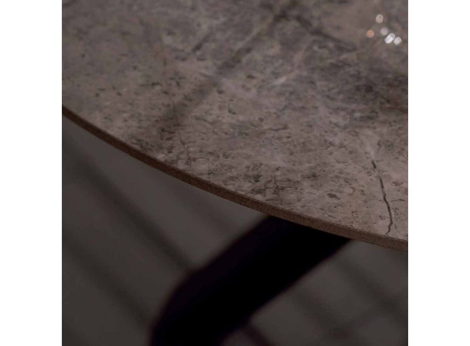 Mesa de comedor redonda moderna en mármol cerámico y efecto metálico - Jarvis Viadurini