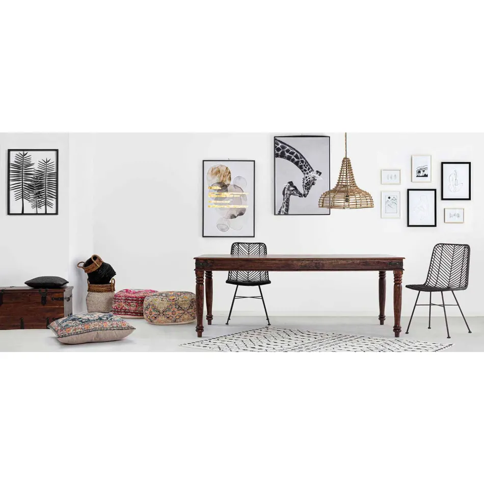 Mesa de comedor de estilo clásico en madera maciza de acacia Homemotion - Pitta Viadurini