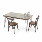 Mesa de comedor estilo industrial con tablero en MDF y vidrio Homemotion - Brasil Viadurini