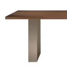 Estructura de mesa de comedor en hierro y madera maciza Made in Italy - Romino Viadurini