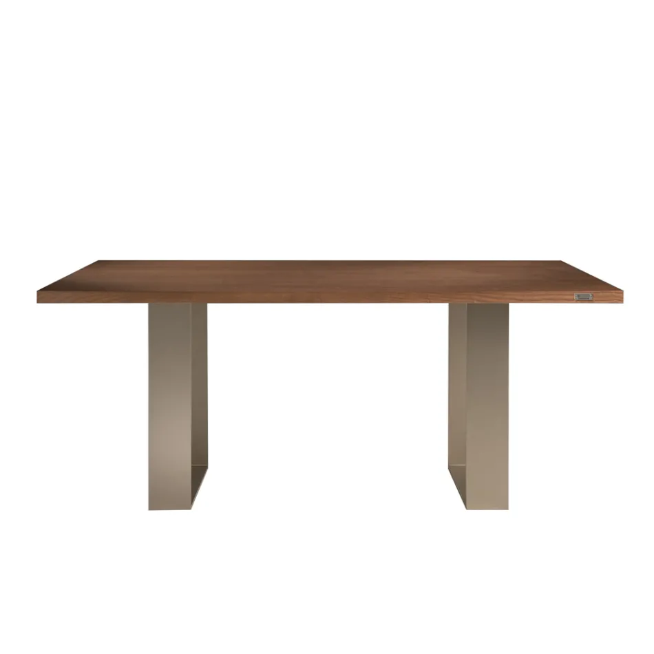 Estructura de mesa de comedor en hierro y madera maciza Made in Italy - Romino Viadurini