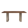 Estructura de mesa de comedor en hierro y madera maciza Made in Italy - Romino