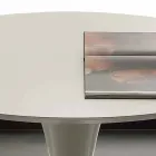 Mesa de comedor redonda blanca Topeka, diseño moderno Viadurini
