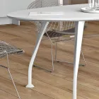 Mesa de reunión ovalada en melamina blanca – Fadila Viadurini