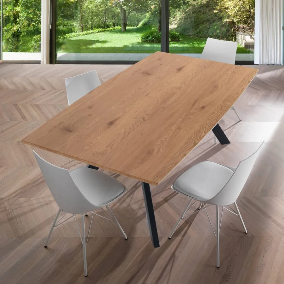 Mesa de salón con patas de acero y tapa de MDF - Terullio Viadurini