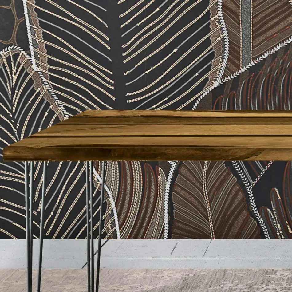 Mesa de salón en roble y resina epoxi coloreada Made in Italy - Magnus Viadurini