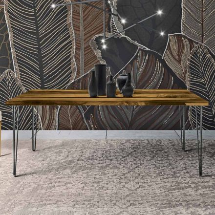 Mesa de salón en roble y resina epoxi coloreada Made in Italy - Magnus Viadurini