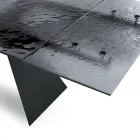 Mesa de salón de 160x90 cm con tablero de cristal martillado transparente - Martello Viadurini