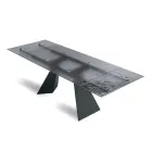 Mesa de salón de 160x90 cm con tablero de cristal martillado transparente - Martello Viadurini