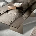Mesa de salón de 160x90 cm con tablero de cristal martillado transparente - Martello Viadurini