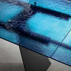 Mesa de salón de 160x90 cm con tablero de cristal martillado transparente - Martello Viadurini