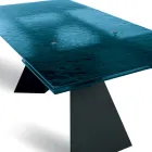 Mesa de salón de 160x90 cm con tablero de cristal martillado transparente - Martello Viadurini