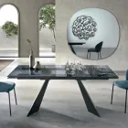 Mesa de salón de 160x90 cm con tablero de cristal martillado transparente - Martello Viadurini