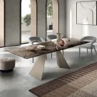 Mesa de salón de 160x90 cm con tablero de cristal martillado transparente - Martello Viadurini