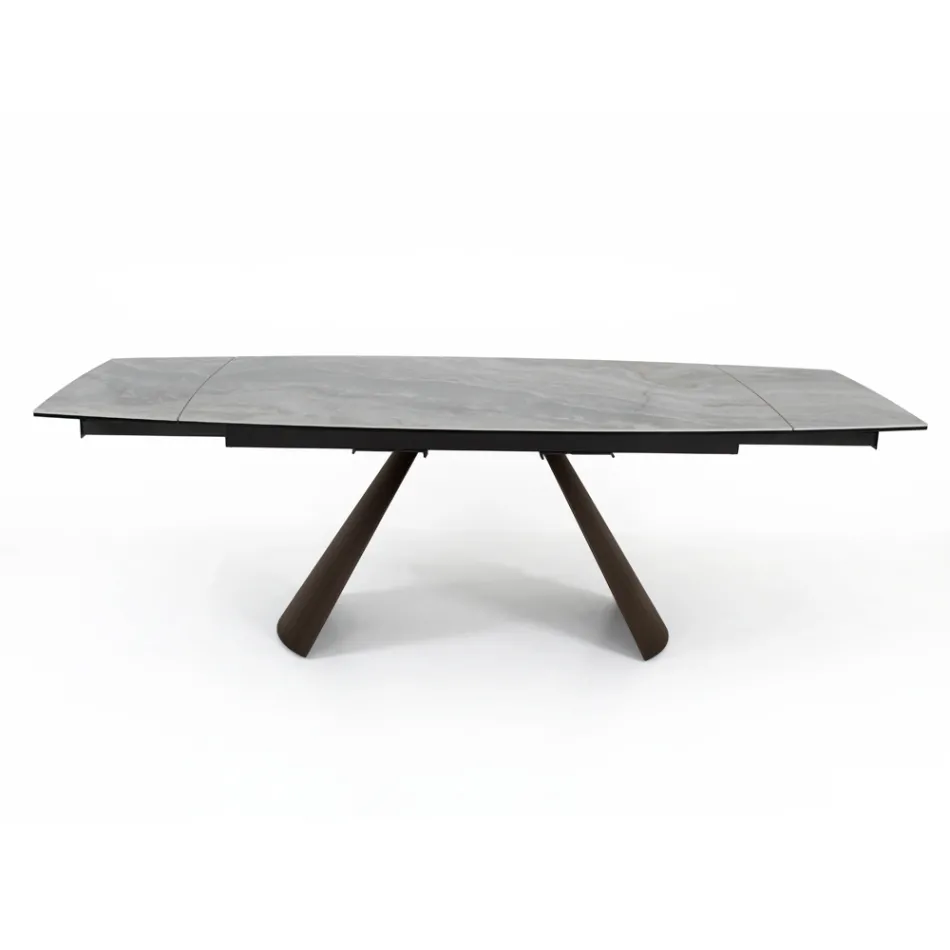 Mesa de Salón Extensible con Tapa en Forma de Barril de Cerámica Made in Italy - Vidrios Viadurini