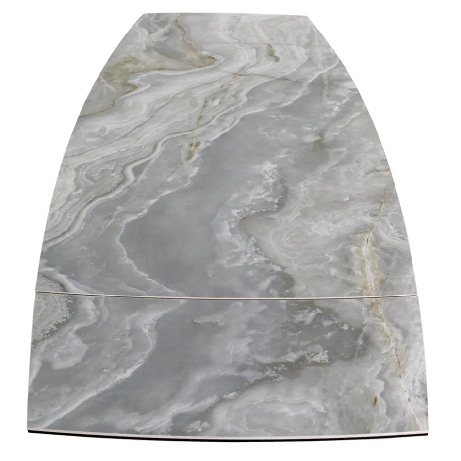 Mesa de Salón Extensible con Tapa en Forma de Barril de Cerámica Made in Italy - Vidrios Viadurini