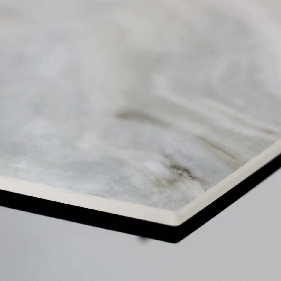 Mesa de Salón Extensible con Tapa en Forma de Barril de Cerámica Made in Italy - Vidrios Viadurini