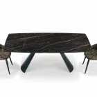 Mesa de Salón Extensible con Tapa en Forma de Barril de Cerámica Made in Italy - Vidrios Viadurini