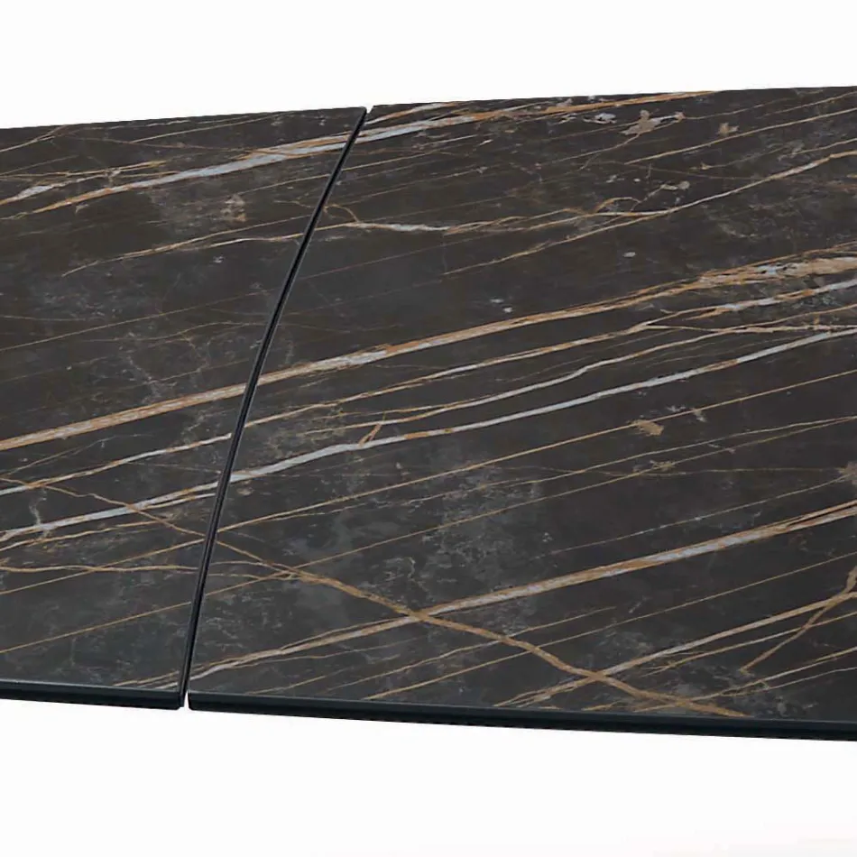 Mesa de Salón Extensible con Tapa en Forma de Barril de Cerámica Made in Italy - Vidrios Viadurini