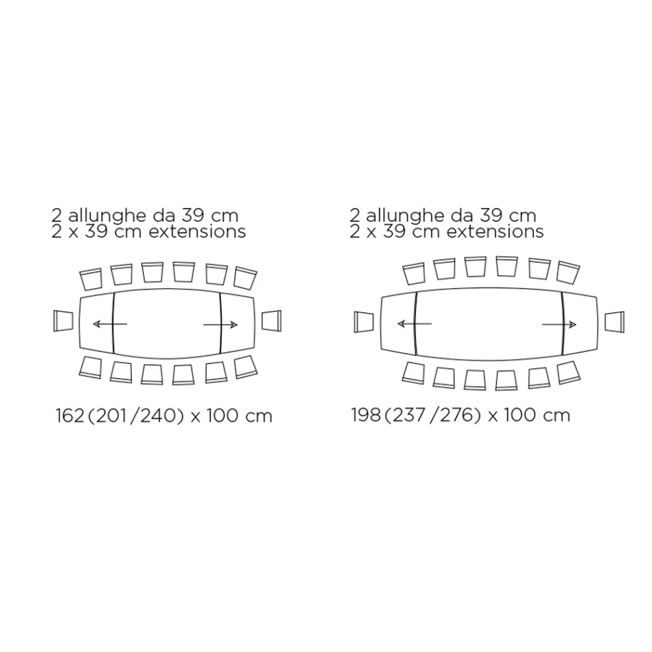 Mesa de Salón Extensible con Tapa en Forma de Barril de Cerámica Made in Italy - Vidrios Viadurini