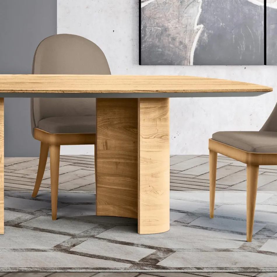 Mesa de salón con tapa y base de madera Made in Italy - Subasta Viadurini