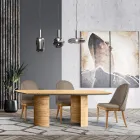 Mesa de salón con tapa y base de madera Made in Italy - Subasta Viadurini