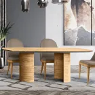 Mesa de salón con tapa y base de madera Made in Italy - Subasta Viadurini