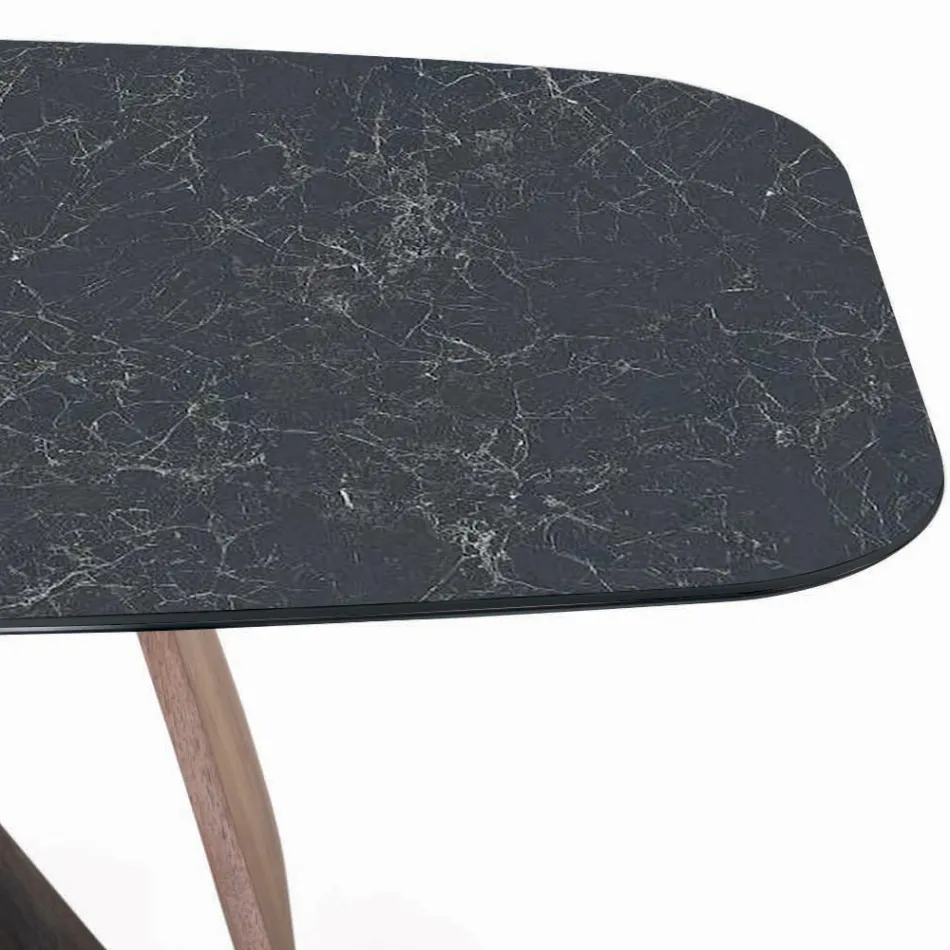 Mesa de salón fija con base de madera Made in Italy - Equatore Viadurini