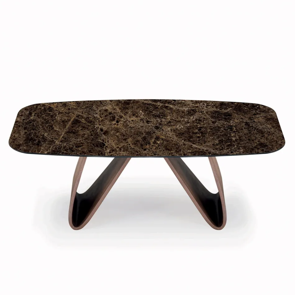 Mesa de salón fija con base de madera Made in Italy - Equatore Viadurini