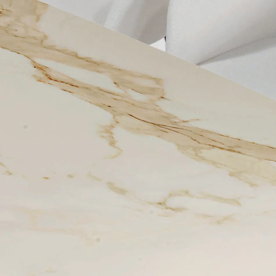 Mesa de salón fija con base de madera Made in Italy - Equatore Viadurini