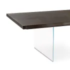 Mesa de Salón en Chapa de Roble y Base de Vidrio Templado - Nicofisso Viadurini
