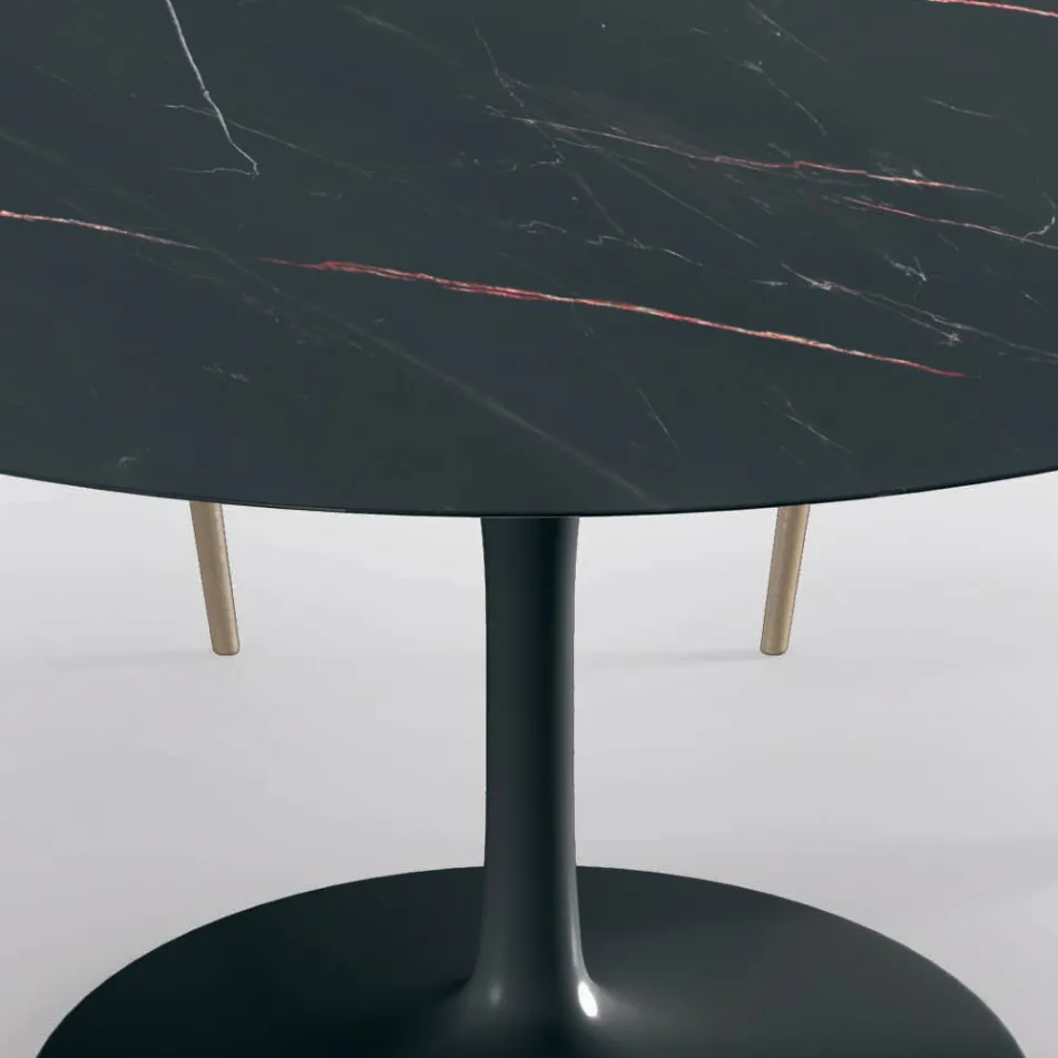 Mesa de Salón Redonda Fija en Laminado y Aluminio Made in Italy - Dollars Viadurini