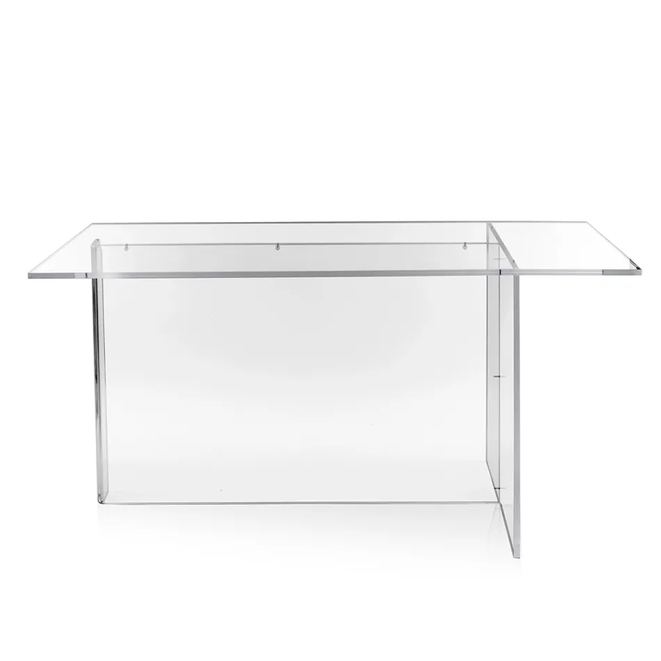 Mesa Selenia de plexiglás transparente con diseño minimalista, fabricada en Italia. Viadurini