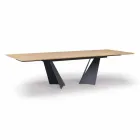 Mesa de diseño extensible hasta 294 cm en madera y metal Made in Italy - Nuzzo Viadurini