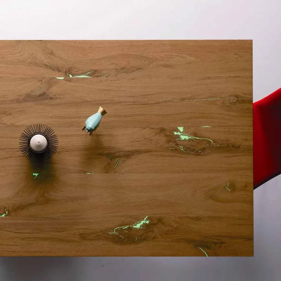 Mesa de diseño extensible hasta 294 cm en madera y metal Made in Italy - Nuzzo Viadurini