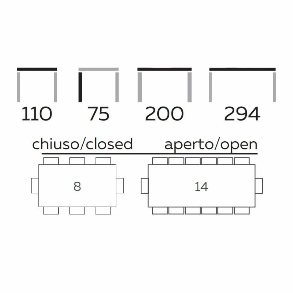 Mesa de diseño extensible hasta 294 cm en madera y metal Made in Italy - Nuzzo Viadurini