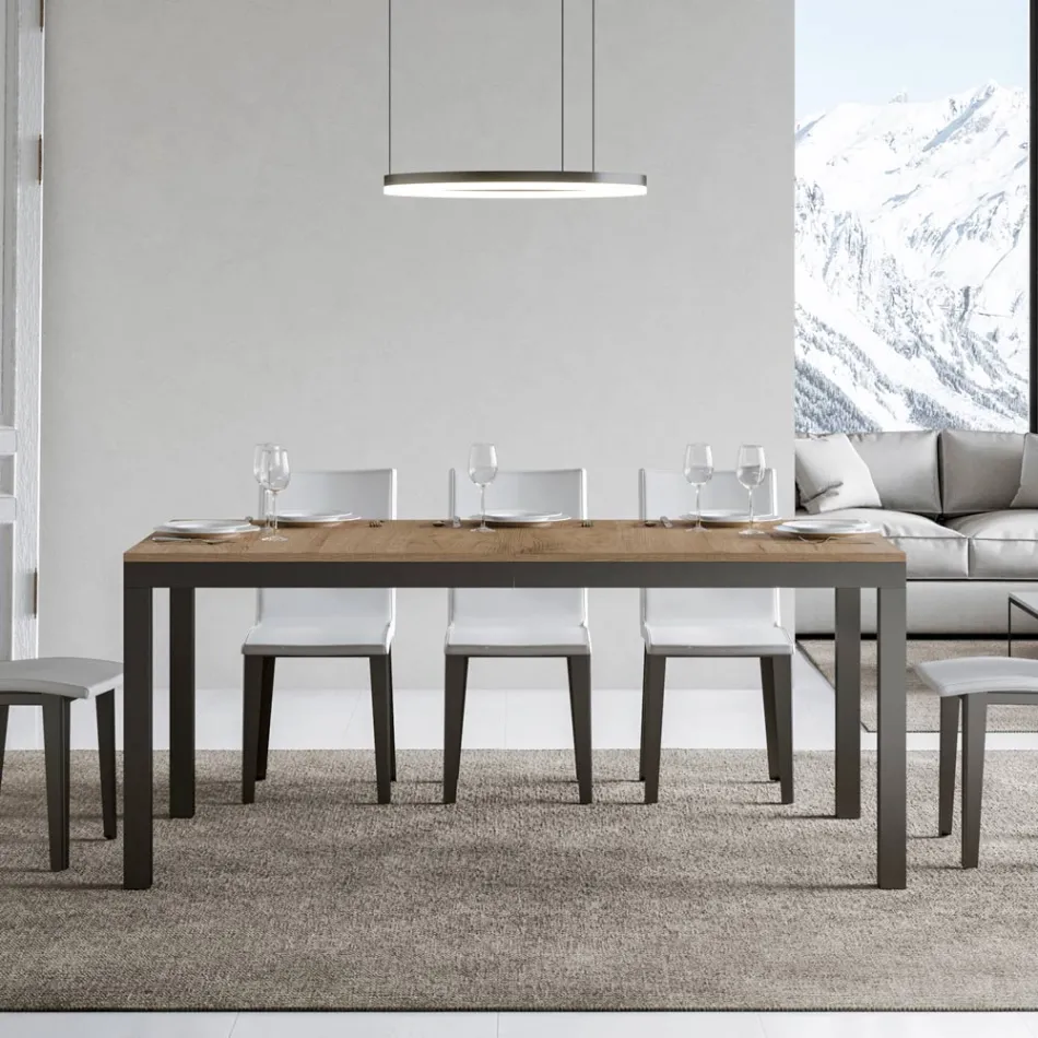 Mesa de diseño con tapa de madera extensible hasta 440 cm Made in Italy - Foxy Viadurini