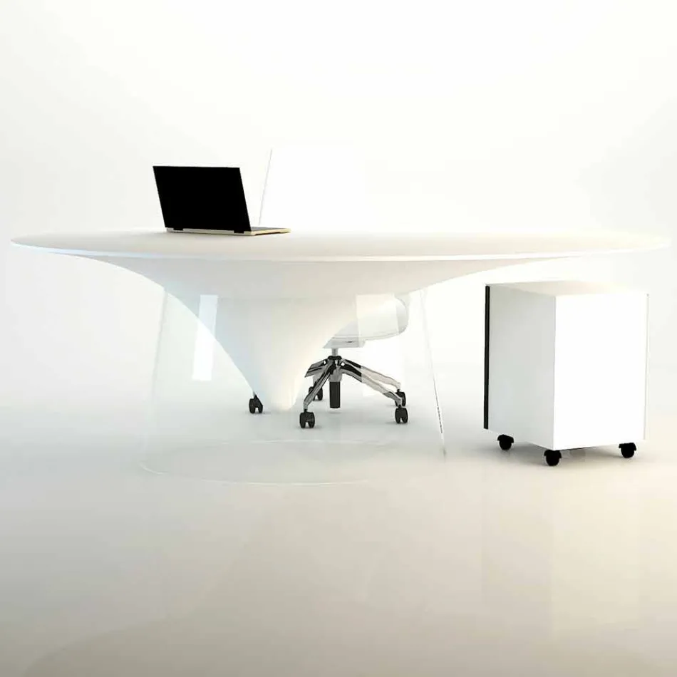 Mesa de diseño con base de cristal hecha en Italia, Teggiano Viadurini