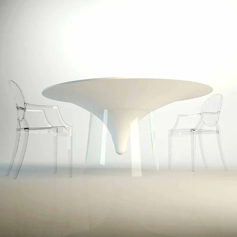Mesa de diseño con base de cristal hecha en Italia, Teggiano Viadurini