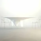Mesa de diseño con base de cristal hecha en Italia, Teggiano Viadurini