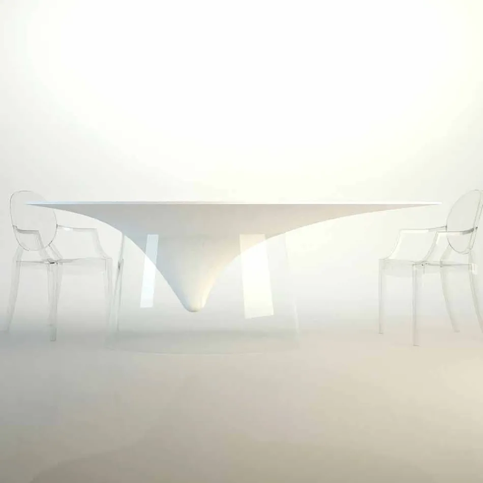 Mesa de diseño con base de cristal hecha en Italia, Teggiano Viadurini