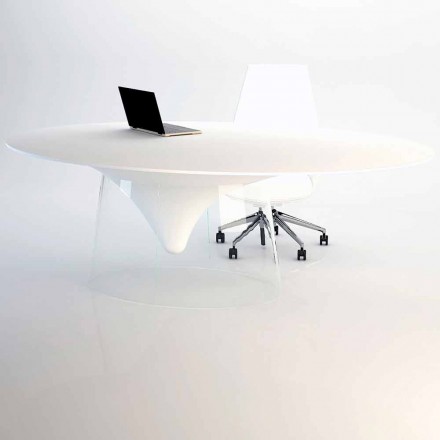 Mesa de diseño con base de cristal hecha en Italia, Teggiano Viadurini
