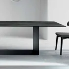 Mesa de diseño en cerámica y metal Matt Noir Desir Made in Italy - Marrón oscuro Viadurini
