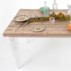 Mesa de diseño en madera de abeto y plexiglás hecha en Italia, Castro Viadurini
