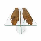 Diseñador de delfines mesa de madera y vidrio veneciano Venecia Viadurini